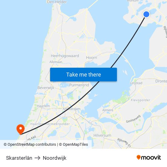 Skarsterlân to Noordwijk map