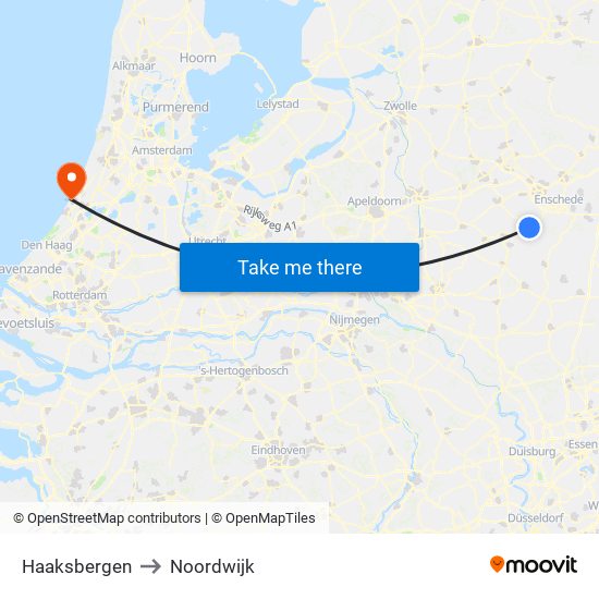 Haaksbergen to Noordwijk map