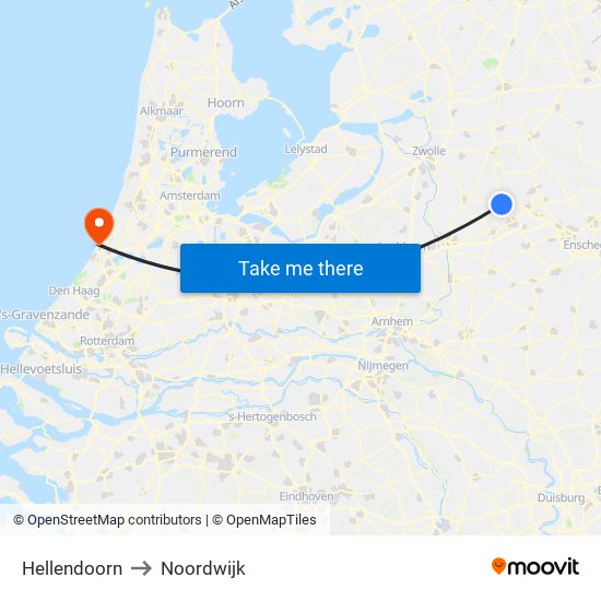 Hellendoorn to Noordwijk map