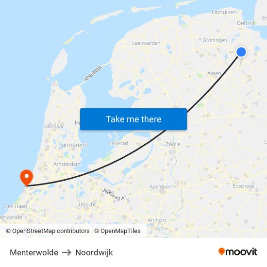 Menterwolde to Noordwijk map