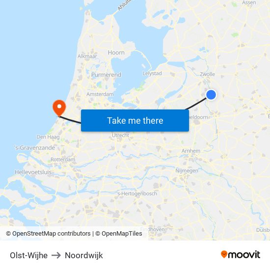 Olst-Wijhe to Noordwijk map