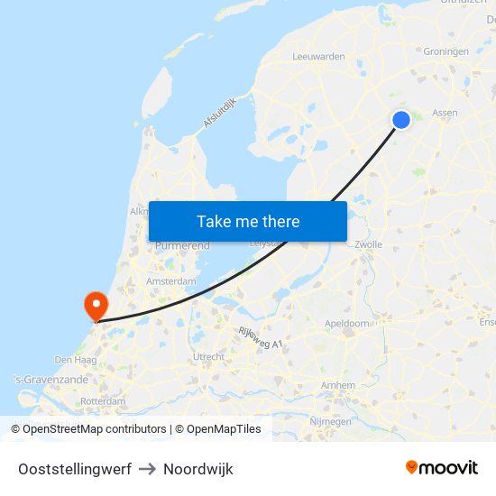 Ooststellingwerf to Noordwijk map
