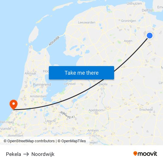 Pekela to Noordwijk map