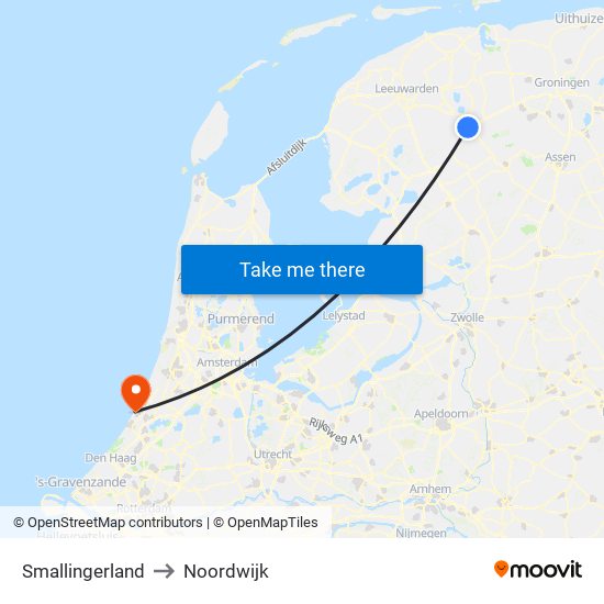 Smallingerland to Noordwijk map