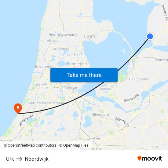 Urk to Noordwijk map