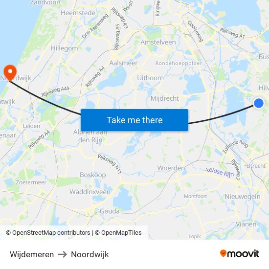 Wijdemeren to Noordwijk map