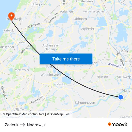 Zederik to Noordwijk map