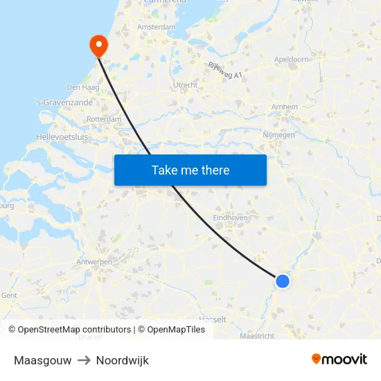 Maasgouw to Noordwijk map