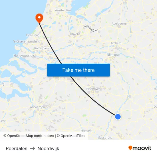 Roerdalen to Noordwijk map