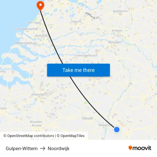 Gulpen-Wittem to Noordwijk map