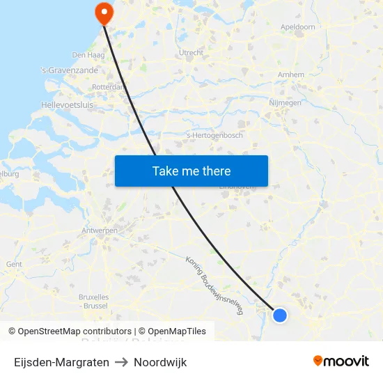 Eijsden-Margraten to Noordwijk map