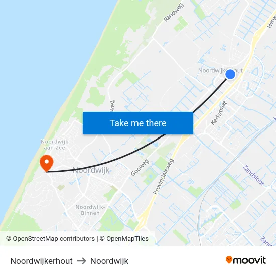 Noordwijkerhout to Noordwijk map
