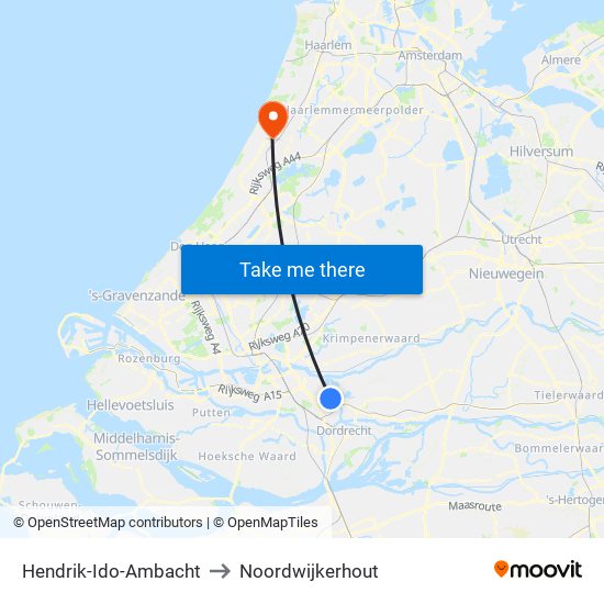 Hendrik-Ido-Ambacht to Noordwijkerhout map