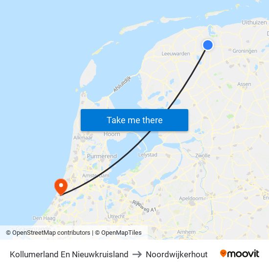 Kollumerland En Nieuwkruisland to Noordwijkerhout map