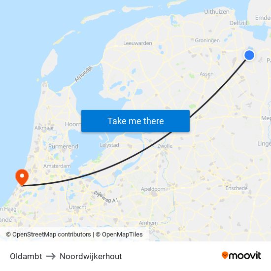 Oldambt to Noordwijkerhout map