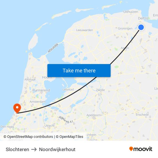 Slochteren to Noordwijkerhout map