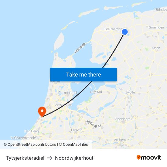 Tytsjerksteradiel to Noordwijkerhout map