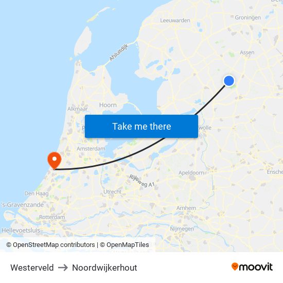 Westerveld to Noordwijkerhout map