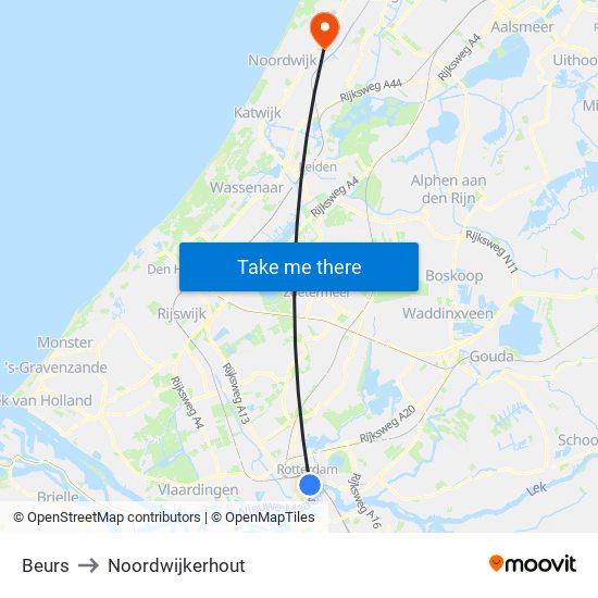 Beurs to Noordwijkerhout map