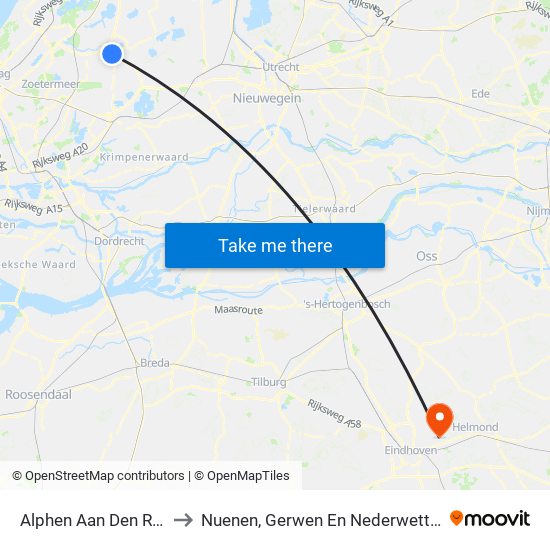 Alphen Aan Den Rijn to Nuenen, Gerwen En Nederwetten map