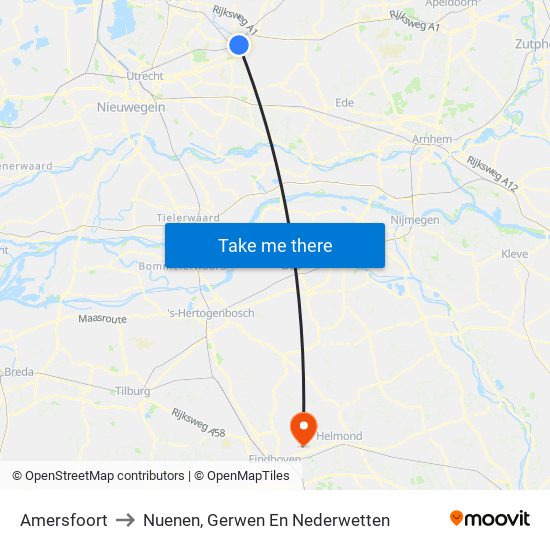 Amersfoort to Nuenen, Gerwen En Nederwetten map