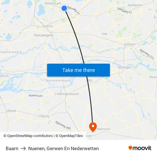 Baarn to Nuenen, Gerwen En Nederwetten map