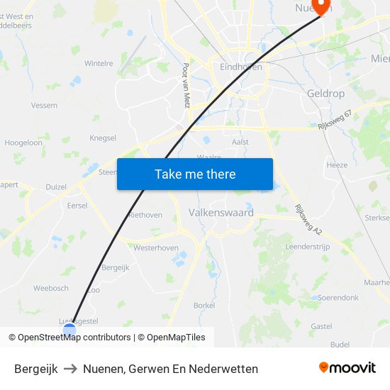 Bergeijk to Nuenen, Gerwen En Nederwetten map