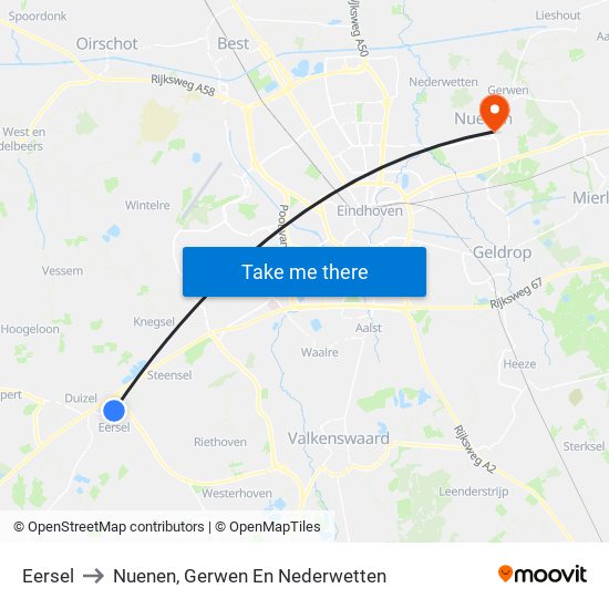 Eersel to Nuenen, Gerwen En Nederwetten map