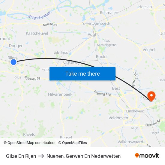 Gilze En Rijen to Nuenen, Gerwen En Nederwetten map