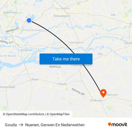 Gouda to Nuenen, Gerwen En Nederwetten map