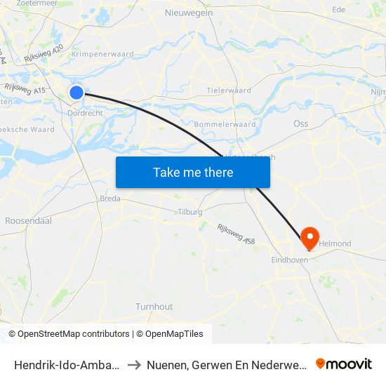 Hendrik-Ido-Ambacht to Nuenen, Gerwen En Nederwetten map