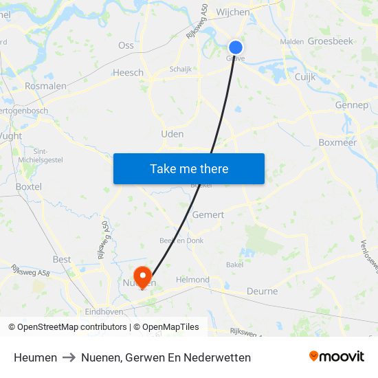 Heumen to Nuenen, Gerwen En Nederwetten map