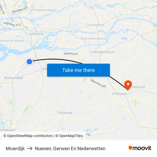 Moerdijk to Nuenen, Gerwen En Nederwetten map