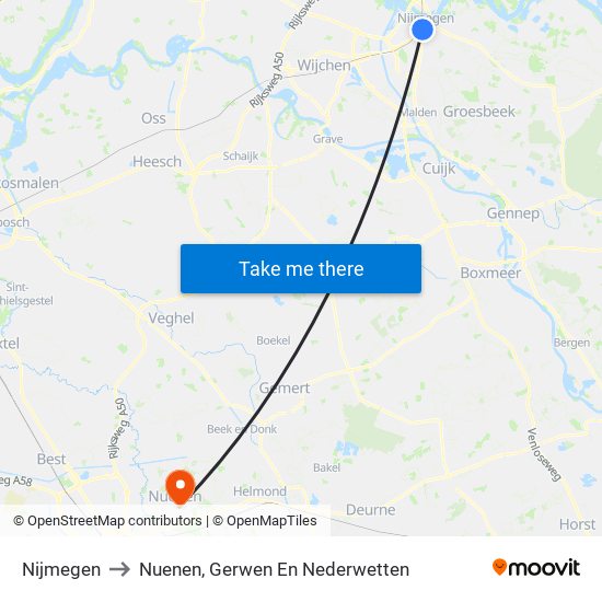 Nijmegen to Nuenen, Gerwen En Nederwetten map