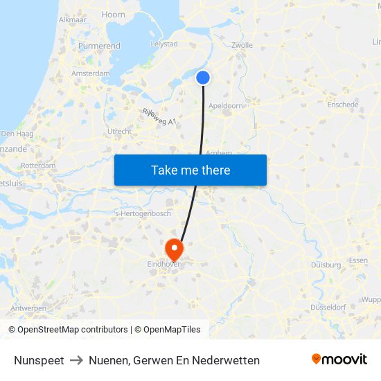 Nunspeet to Nuenen, Gerwen En Nederwetten map