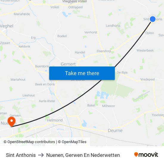 Sint Anthonis to Nuenen, Gerwen En Nederwetten map