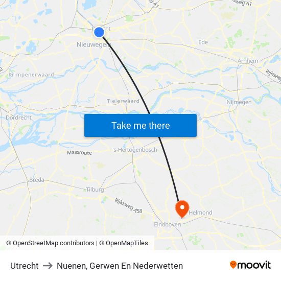 Utrecht to Nuenen, Gerwen En Nederwetten map