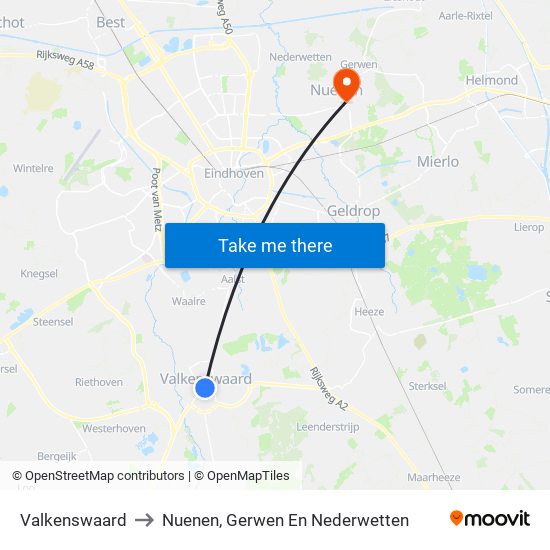 Valkenswaard to Nuenen, Gerwen En Nederwetten map