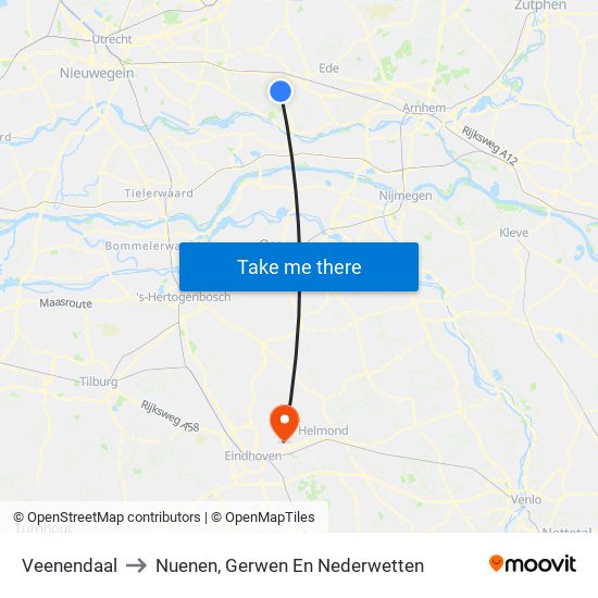 Veenendaal to Nuenen, Gerwen En Nederwetten map