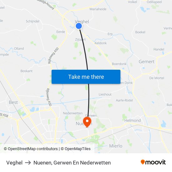 Veghel to Nuenen, Gerwen En Nederwetten map