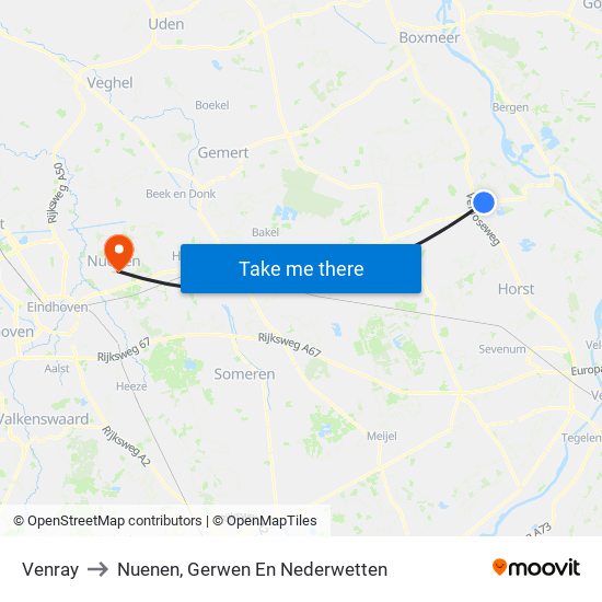 Venray to Nuenen, Gerwen En Nederwetten map