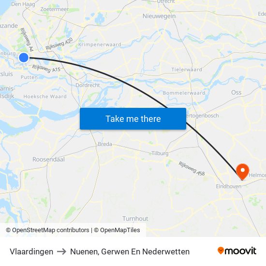 Vlaardingen to Nuenen, Gerwen En Nederwetten map