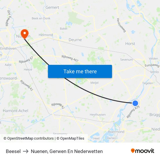 Beesel to Nuenen, Gerwen En Nederwetten map