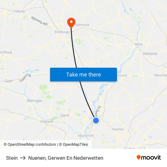 Stein to Nuenen, Gerwen En Nederwetten map