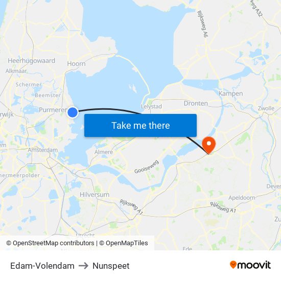 Edam-Volendam to Nunspeet map