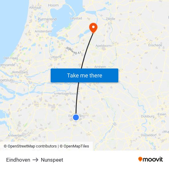 Eindhoven to Nunspeet map