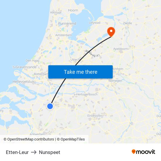 Etten-Leur to Nunspeet map