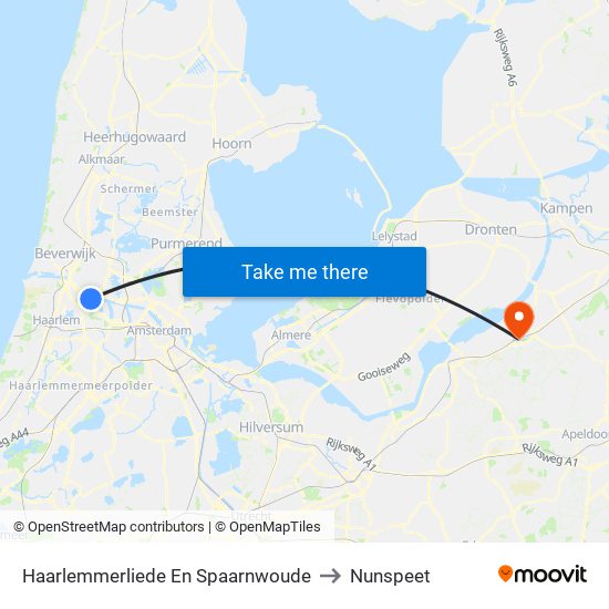 Haarlemmerliede En Spaarnwoude to Nunspeet map