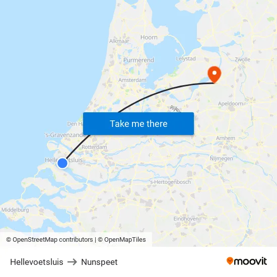 Hellevoetsluis to Nunspeet map