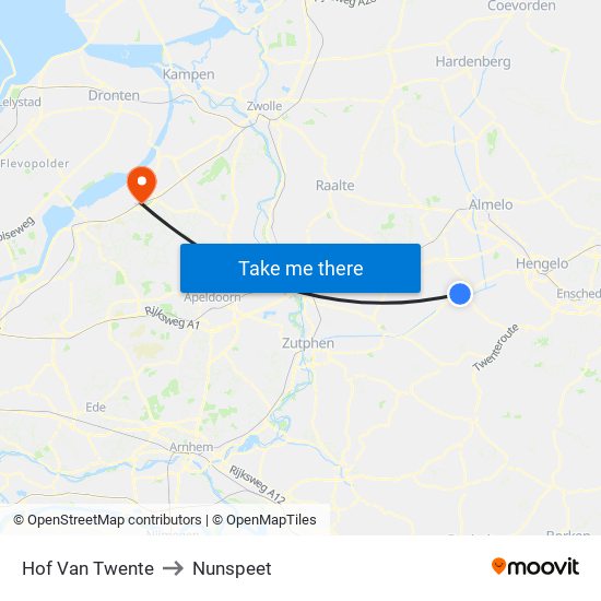 Hof Van Twente to Nunspeet map